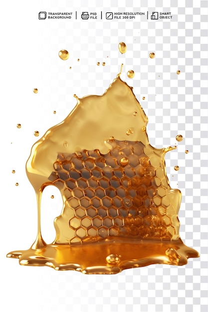 Nids d'abeilles 3d et nids d'abeilles sur fond transparent