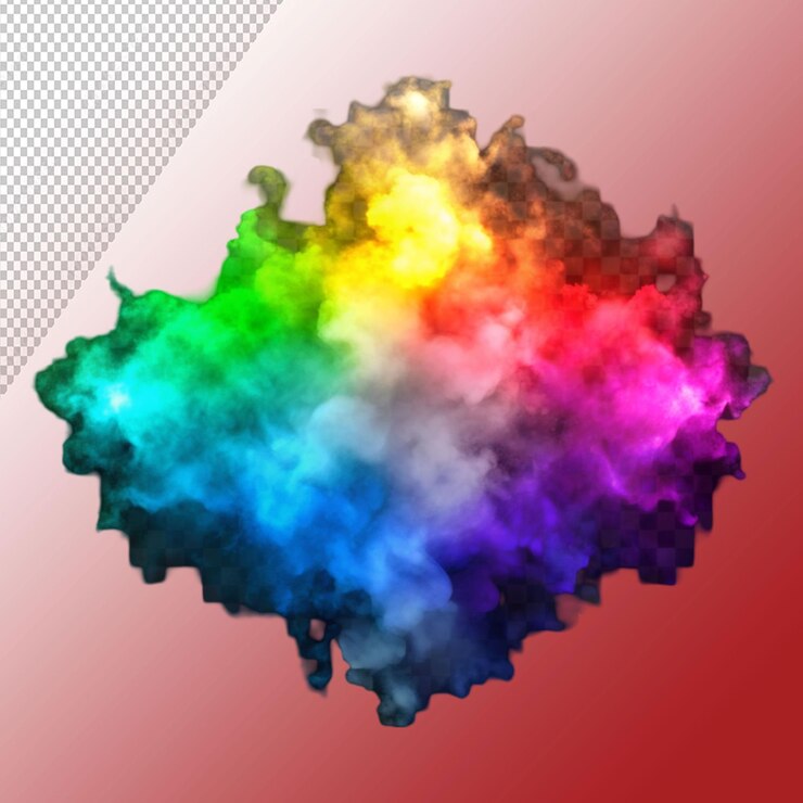 PSD niebla de colores aislada sobre un fondo transparente