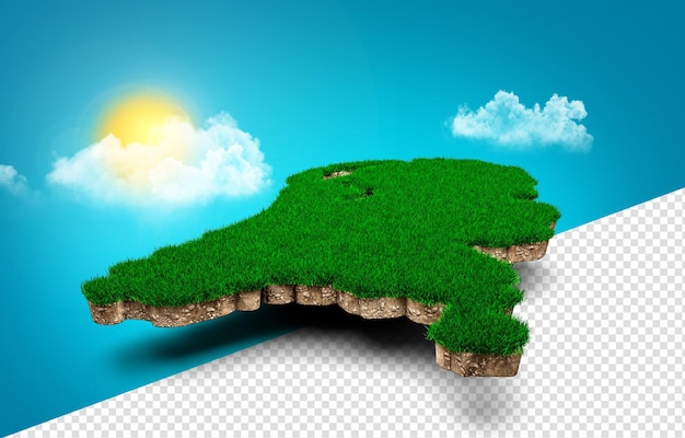 Niederlande Karte Boden Land Geologie Querschnitt mit Gras und Felsen Boden Textur 3D-Darstellung