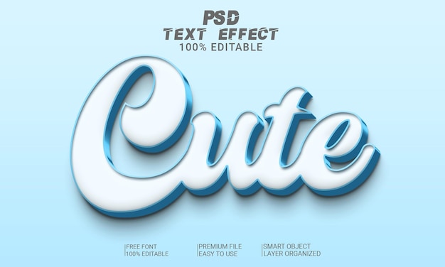 Niedliche 3d-texteffekt-psd-datei