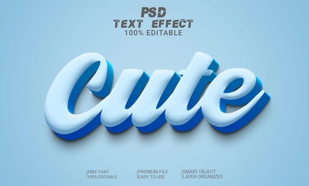 Niedliche 3d-texteffekt-psd-datei