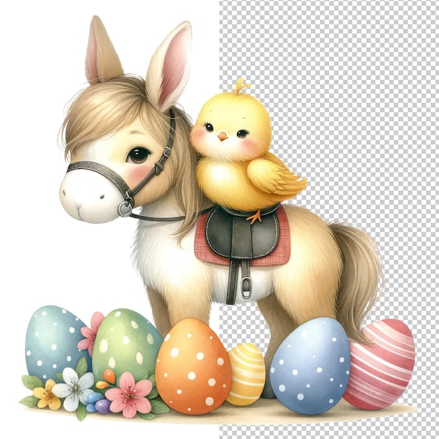 PSD niedliche aquarell-osterhasen-clipart-illustration