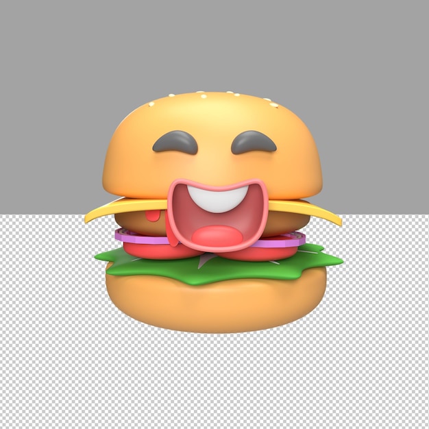 Niedliche burger-charakter 3d-darstellung