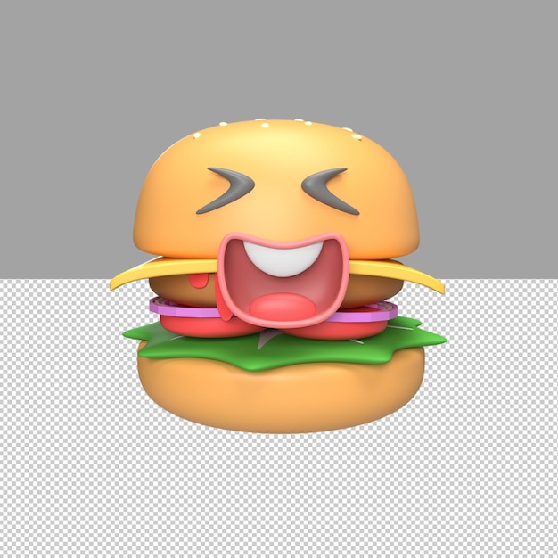 Niedliche Burger-Charakter 3D-Darstellung