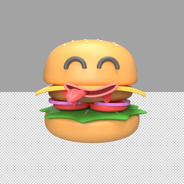 Niedliche Burger-Charakter 3D-Darstellung
