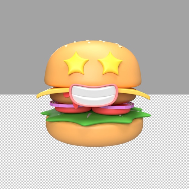 Niedliche Burger-Charakter 3D-Darstellung