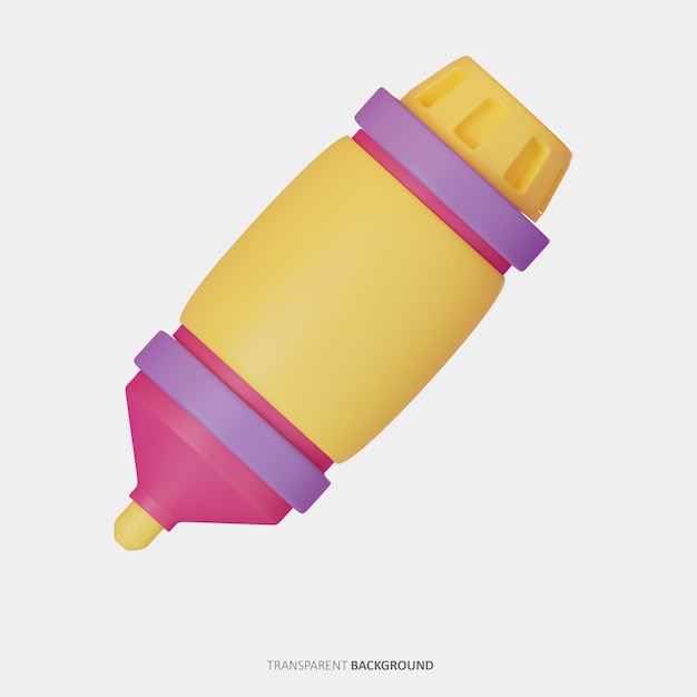 PSD niedliche cartoon-3d-markierungsstift-rendering
