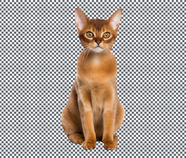 Niedliche kleine langweilige Abessinierkatze isoliert auf transparentem Hintergrund