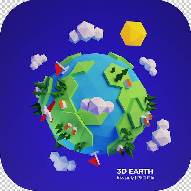 Niedliche Planetenerde 3D-Symbole