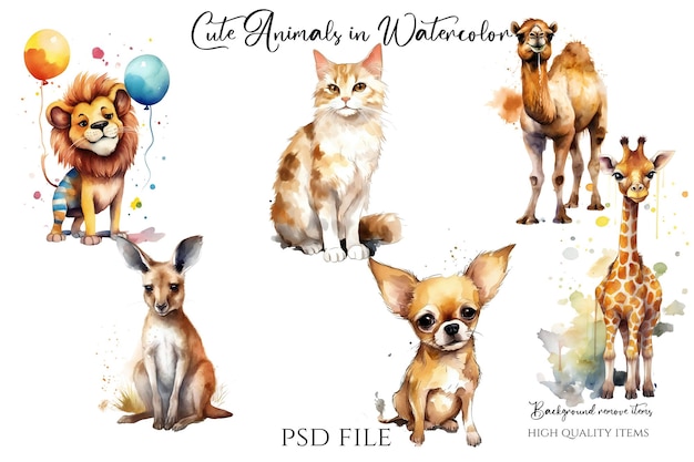 PSD niedliche tierillustrationen