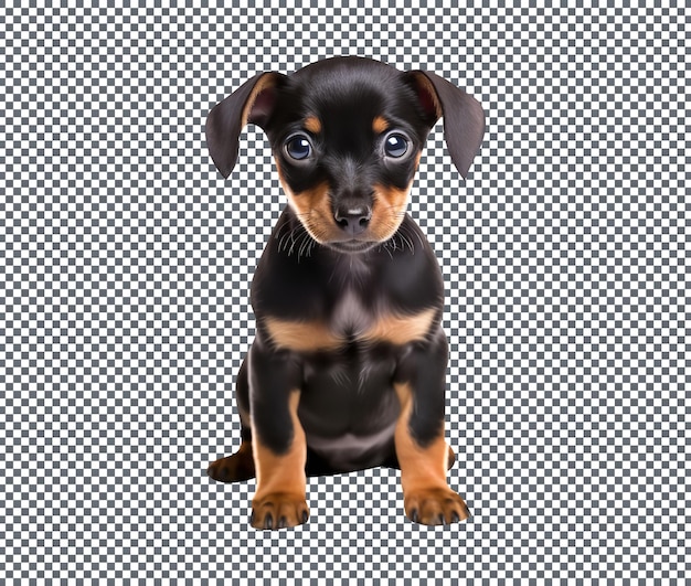 Niedlicher kleiner Zwergpinscher-Welpe isoliert auf transparentem Hintergrund