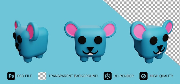 niedlicher rattenwürfelcharakter 3d rendern
