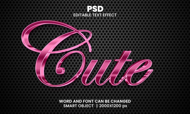 Niedlicher rosa luxus 3d bearbeitbarer photoshop-texteffektstil mit modernem hintergrund