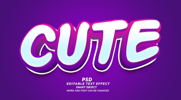 Niedliches bearbeitbares 3D-Texteffekt-PSD-Vorlagen-Smart-Objekt