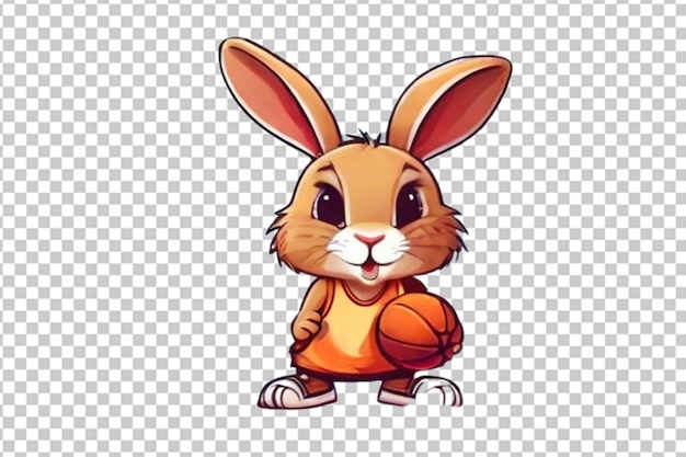 Niedliches kaninchen spielt basketball im cartoon