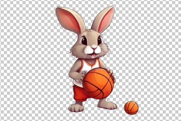 Niedliches kaninchen spielt basketball im cartoon