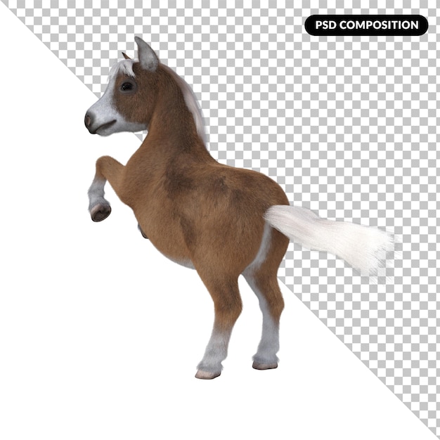 Niedliches Pferd isoliert 3D-Rendering
