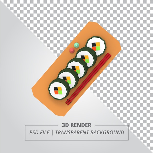 NIEDRIGE POLY-SUSHIROLLE 3D RENDERN