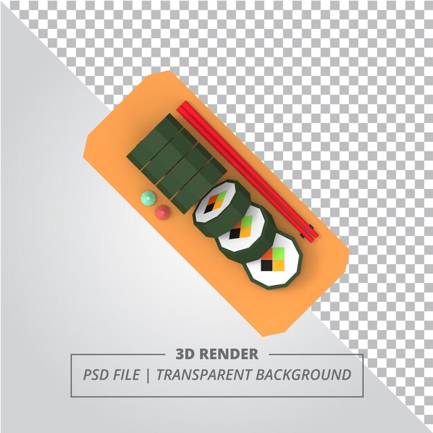 NIEDRIGE POLY-SUSHIROLLE 3D RENDERN