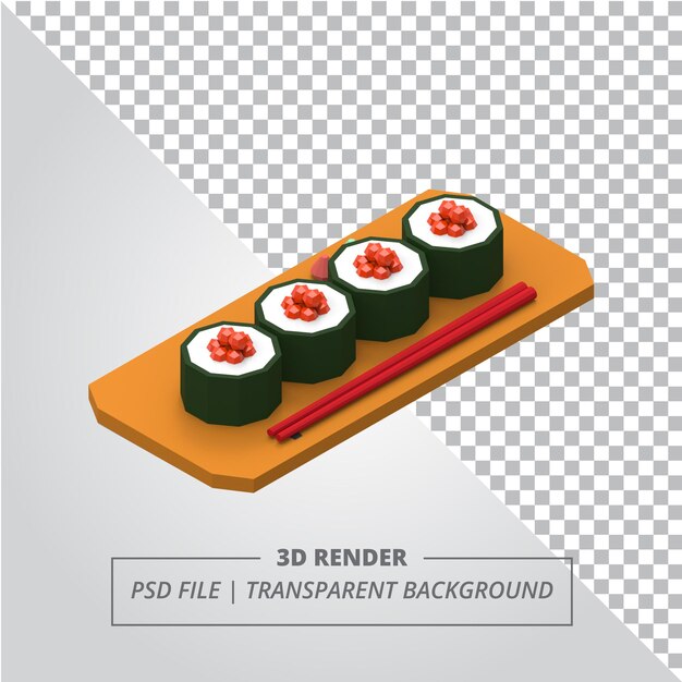 PSD niedriges poly-tobiko-sushi 3d rendern