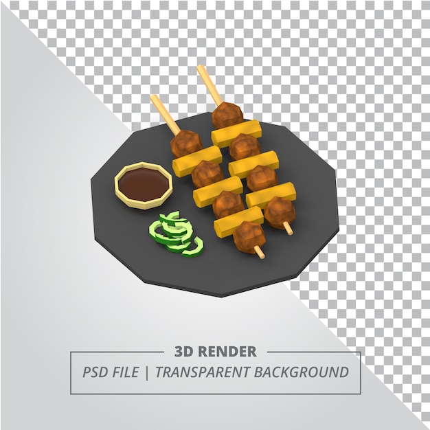 PSD niedriges poly-yakitori 3d rendern