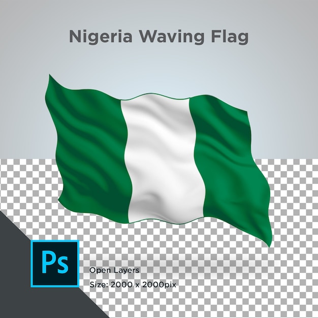 PSD nigeria flag wave design transparent