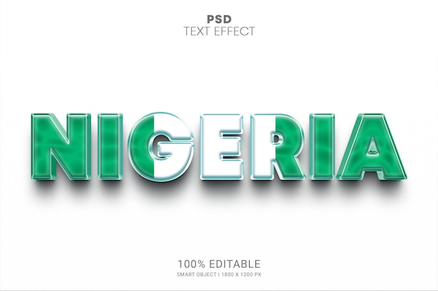 Nigeria psd bearbeitbares texteffektdesign