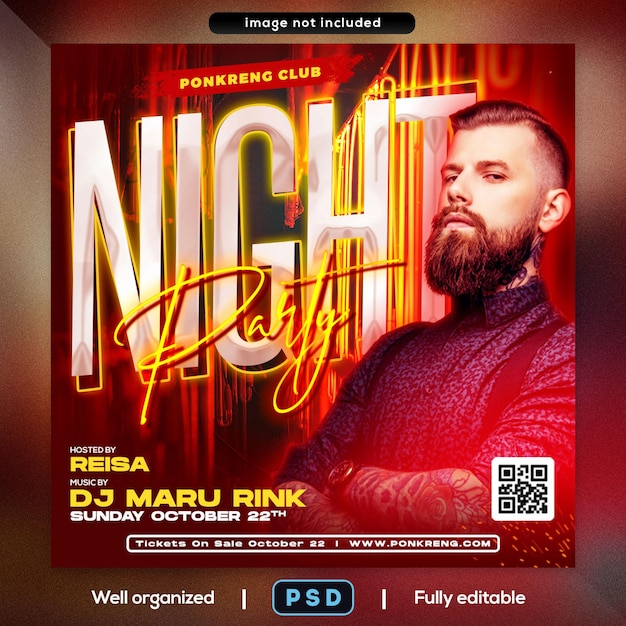 Night Club Party Flyer Publication Sur Les Réseaux Sociaux