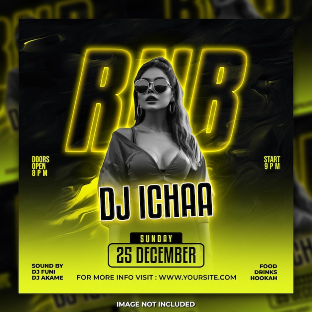 PSD night club party flyer social media post template