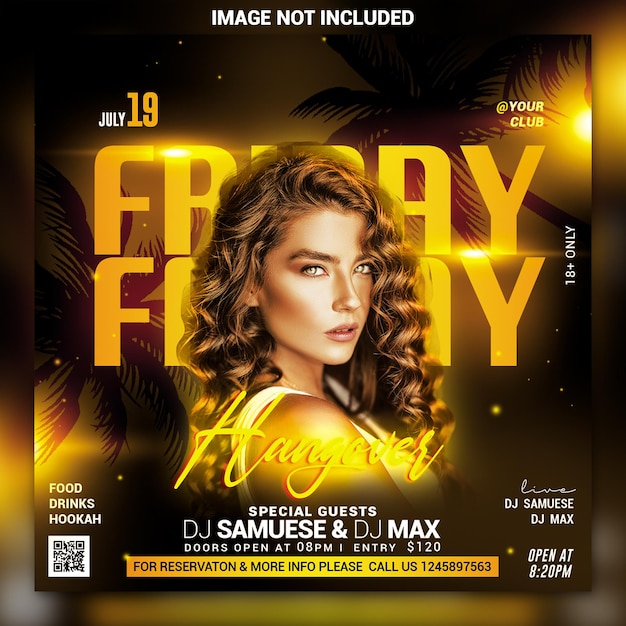 Night Club Party Flyer Social Media Post und Web-Banner-Vorlage Psd