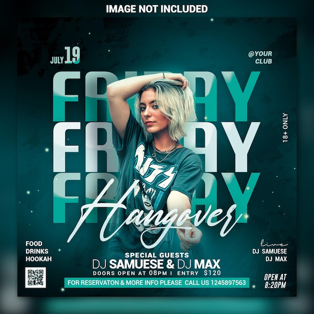 Night club party flyer social media post und web-banner-vorlage psd