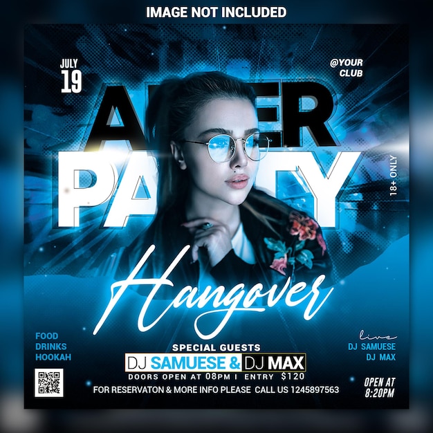 Night club party flyer social media post und web-banner-vorlage psd