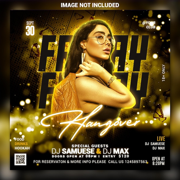 Night Club Party Flyer Social Media Post und Web-Banner-Vorlage Psd
