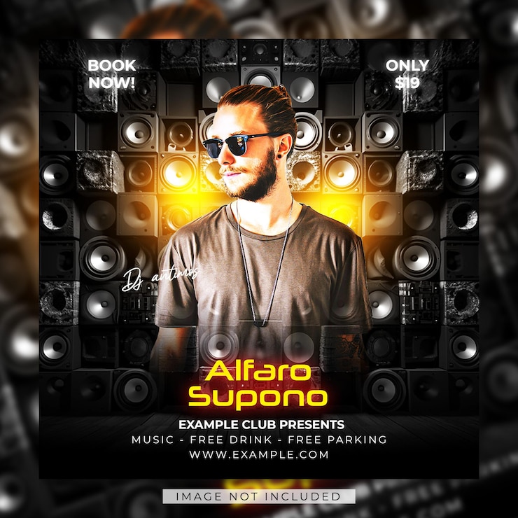 PSD night club party social media and flyer template