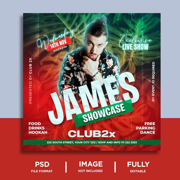 Night Club Redes sociales o publicación de Instagram Plantilla de volante promocional