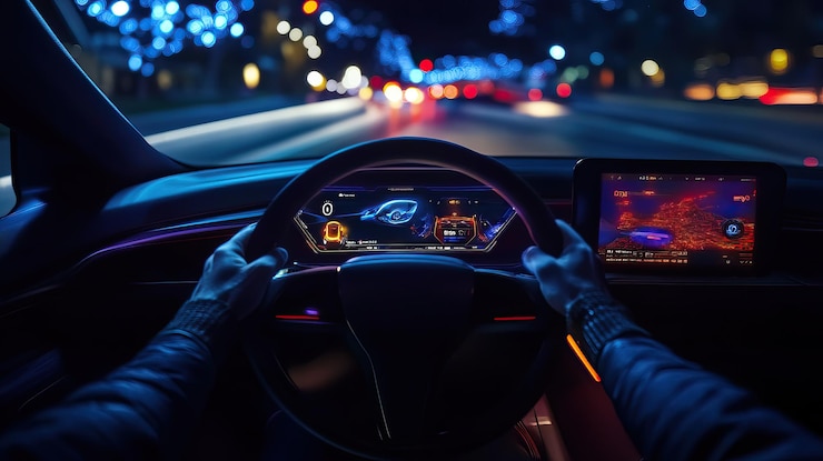 PSD night drive in a modern car