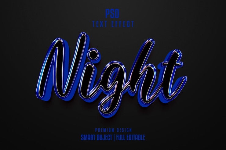 PSD night editable 3d text effect template psd
