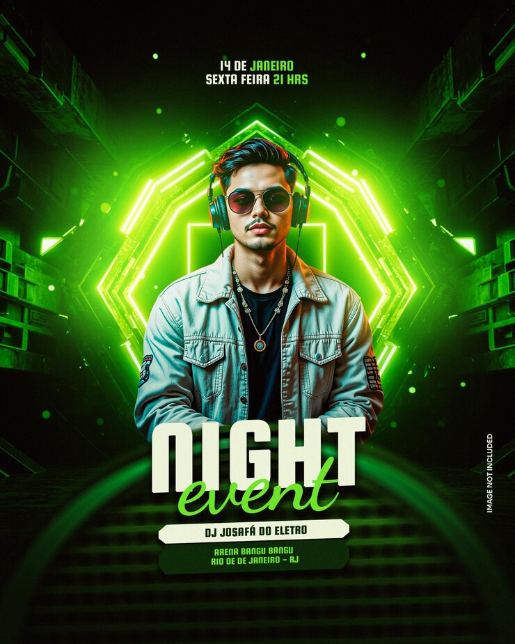 Night Event Flyer Featuring a DJ Performance