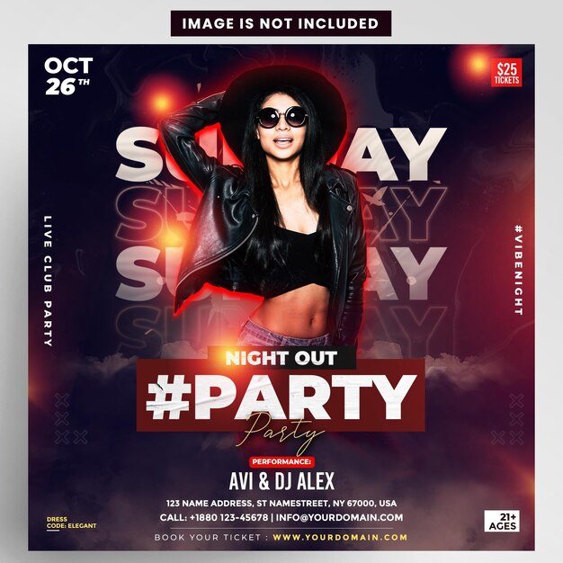 Night Party DJ Flyer-Vorlage für Instagram
