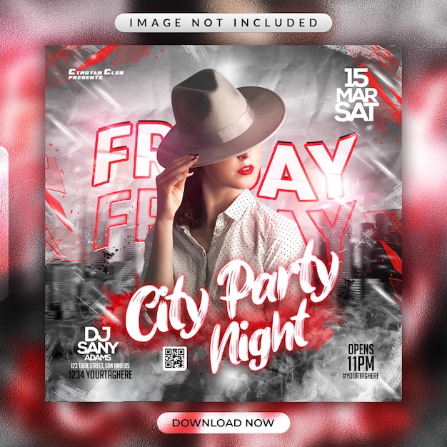 Night party flyer oder social media werbebanner vorlage