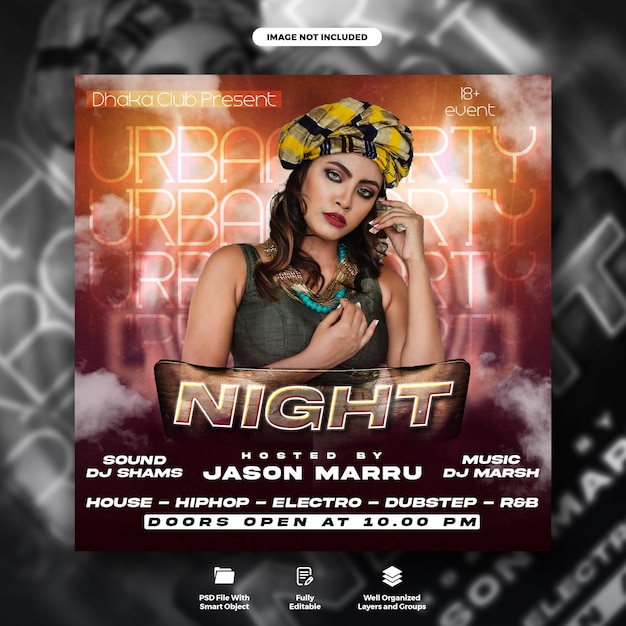 Night party social media banner und instagram post template