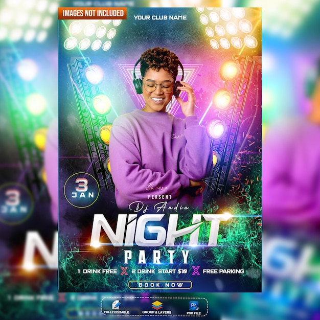 Night social media party flayer