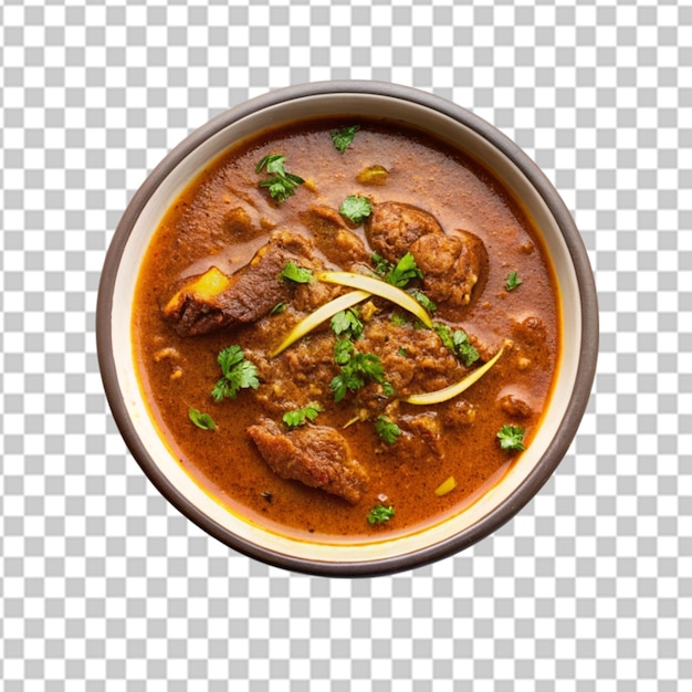 Nihari auf weißem hintergrund