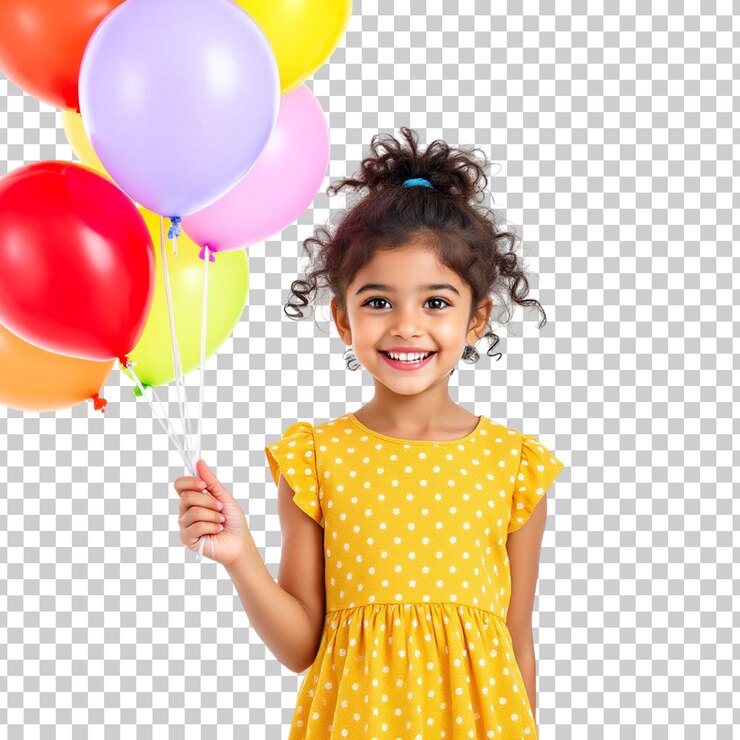 PSD niña feliz con globos