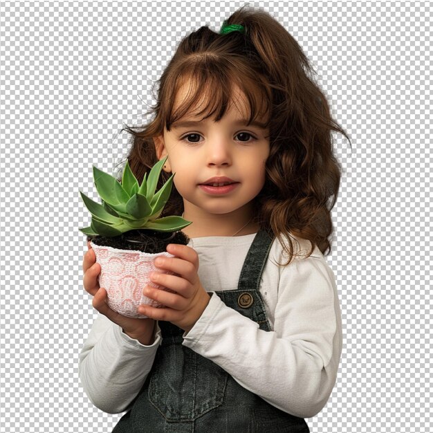 PSD niña joven y planta