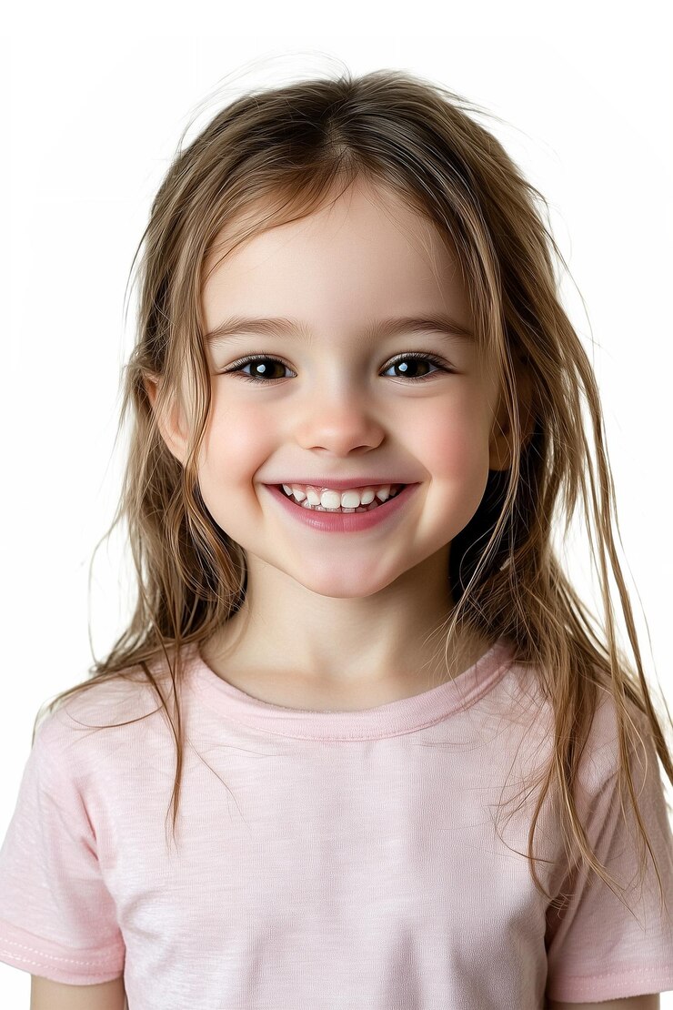 PSD niña joven sonriendo en fondo blanco fondo blanco aislado ia generativa