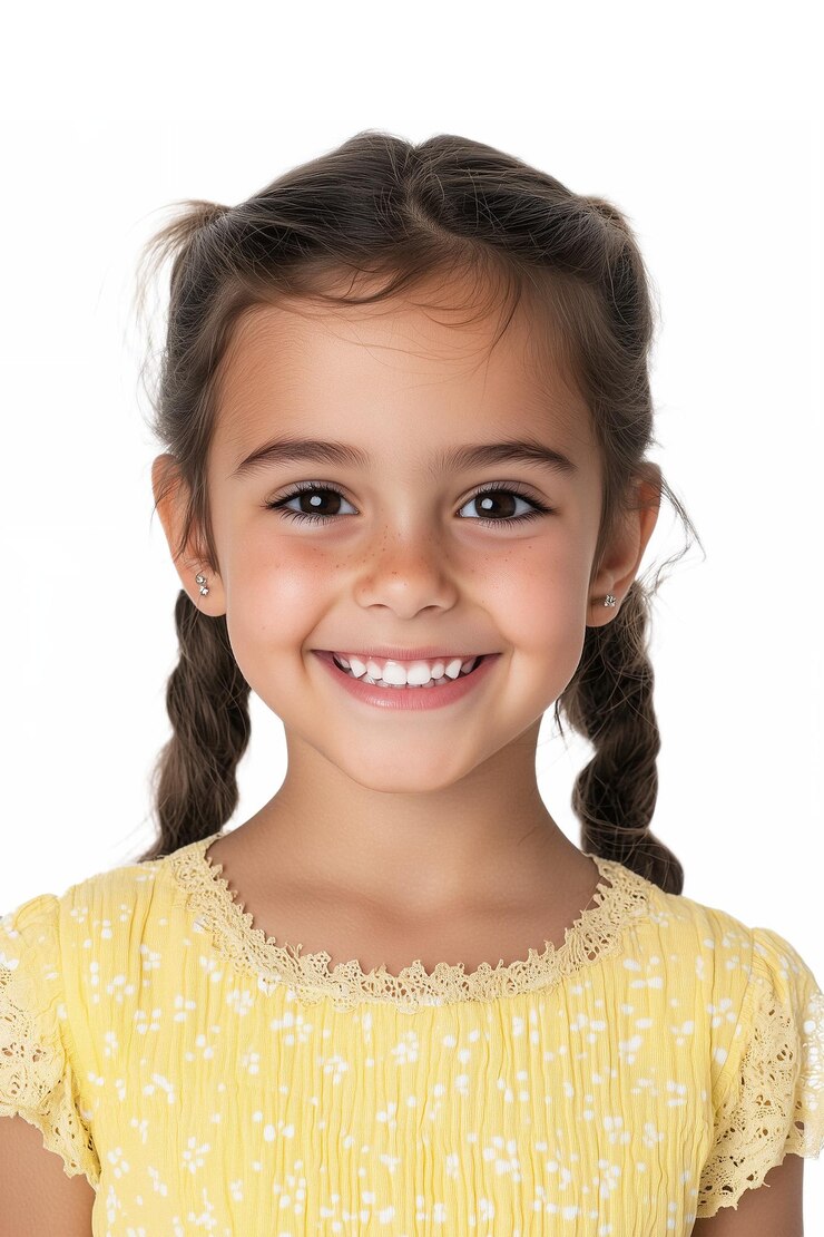 PSD niña joven sonriendo en fondo blanco fondo blanco aislado ia generativa