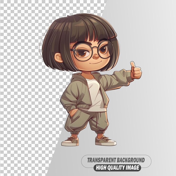 PSD niña linda en 3d con fondo transparente en el archivo psd