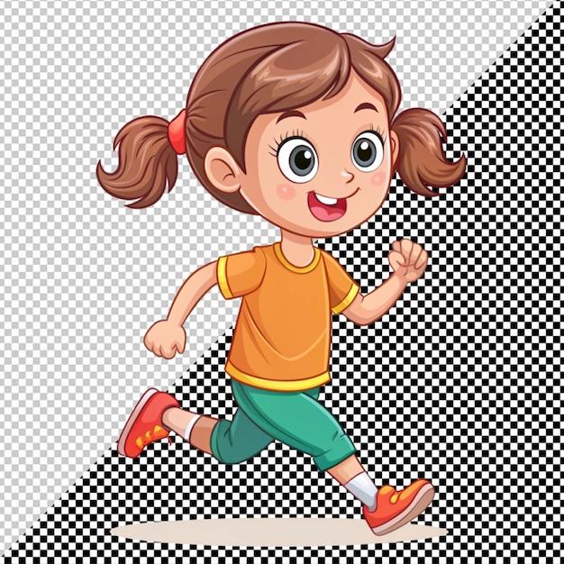 PSD una niña linda corriendo sobre un fondo transparente