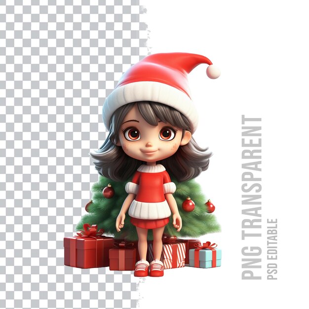 PSD niña de navidad transparente de psd